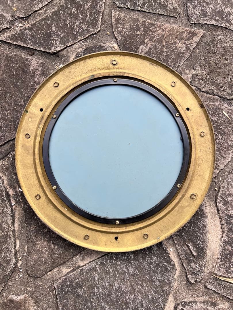 アンティーク　鏡　真鍮製円形開閉式ミラー