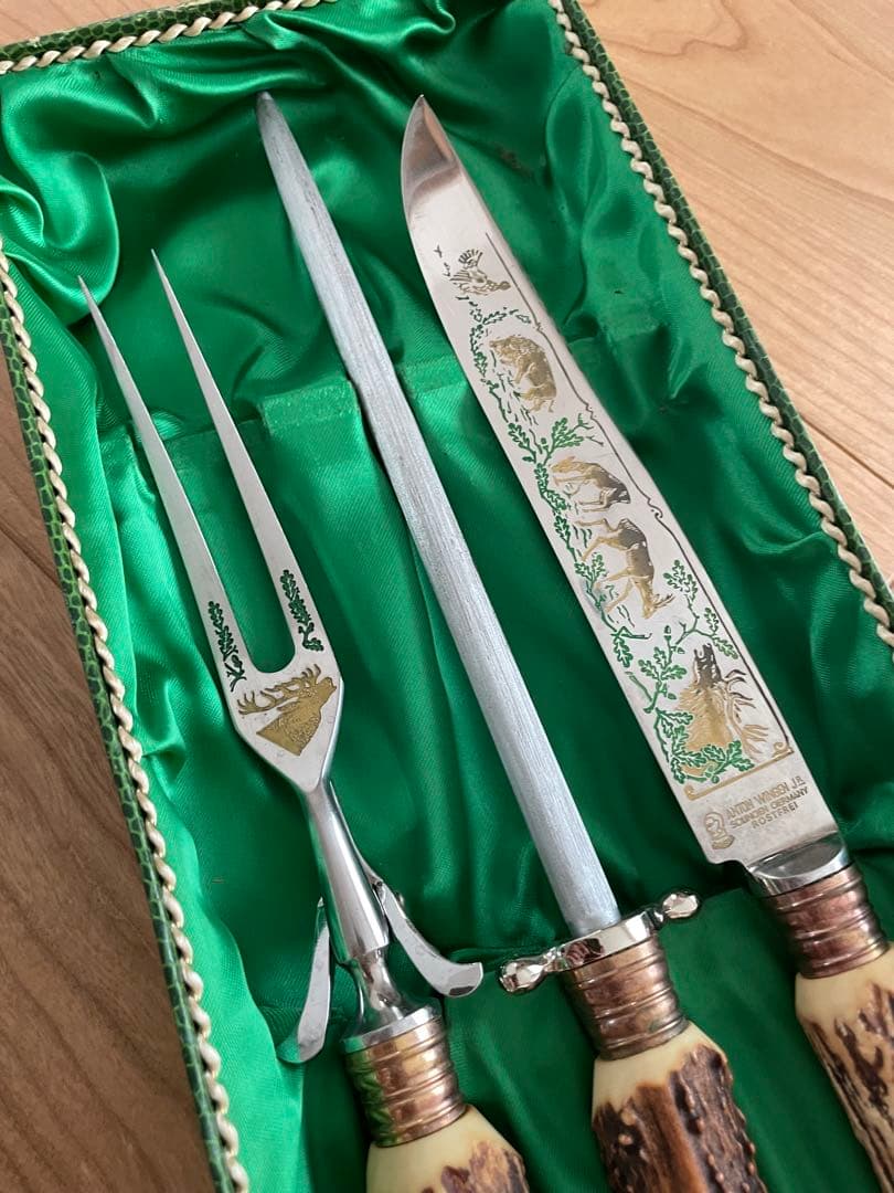 ゾーリンゲン　カービングナイフセット　鹿の角のナイフ