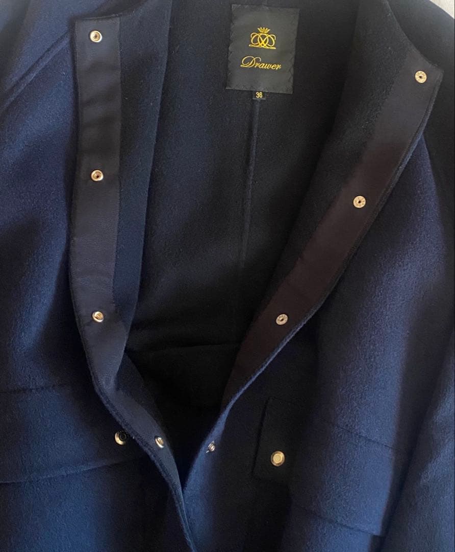 ⭐️最終価格⭐️ドゥロワー ケヌキスナップフレアコート 紺×黒 定価176,000円