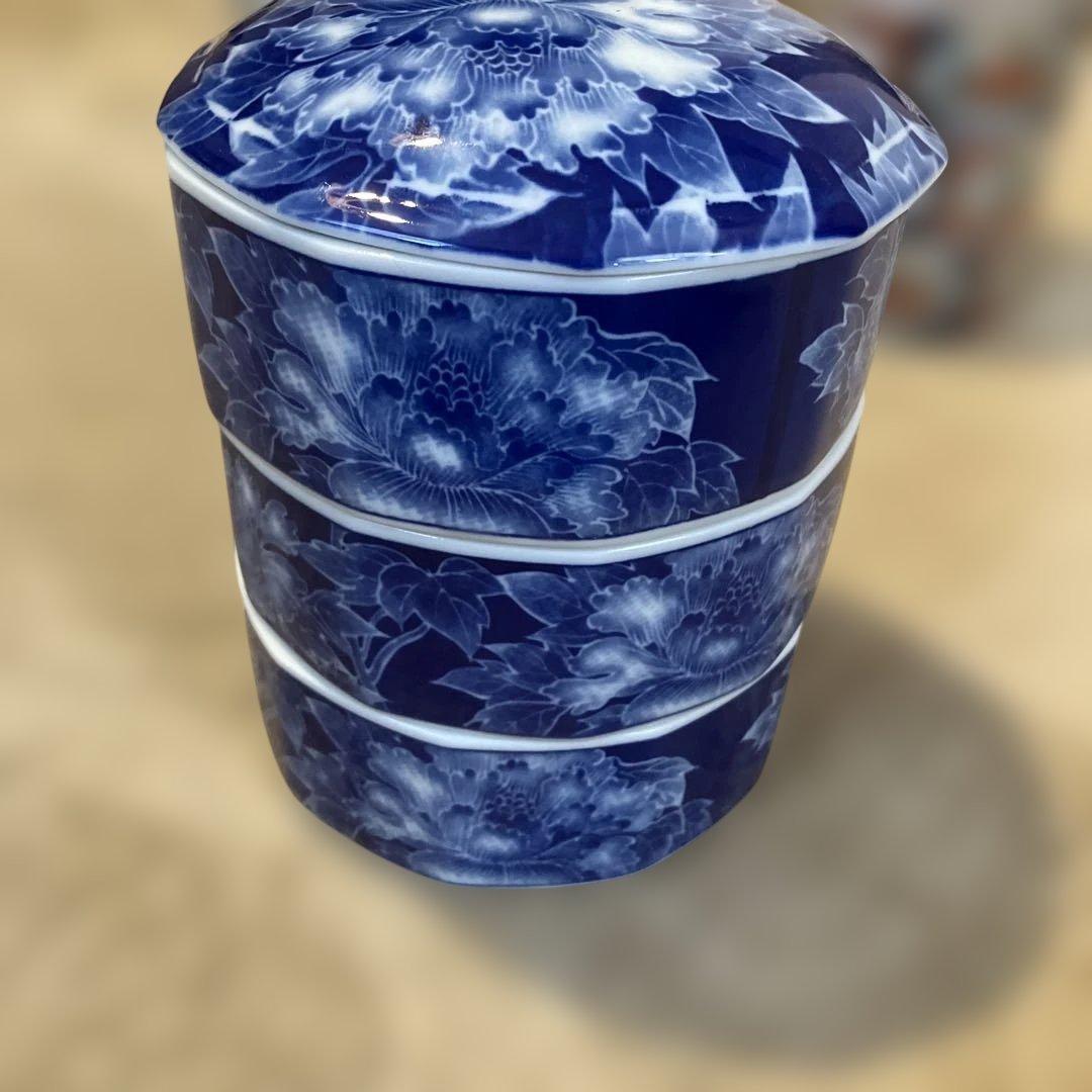 有田焼　庫山窯　魯山窯　陶器製　三段重　蓋付き容器　5セットおまとめ