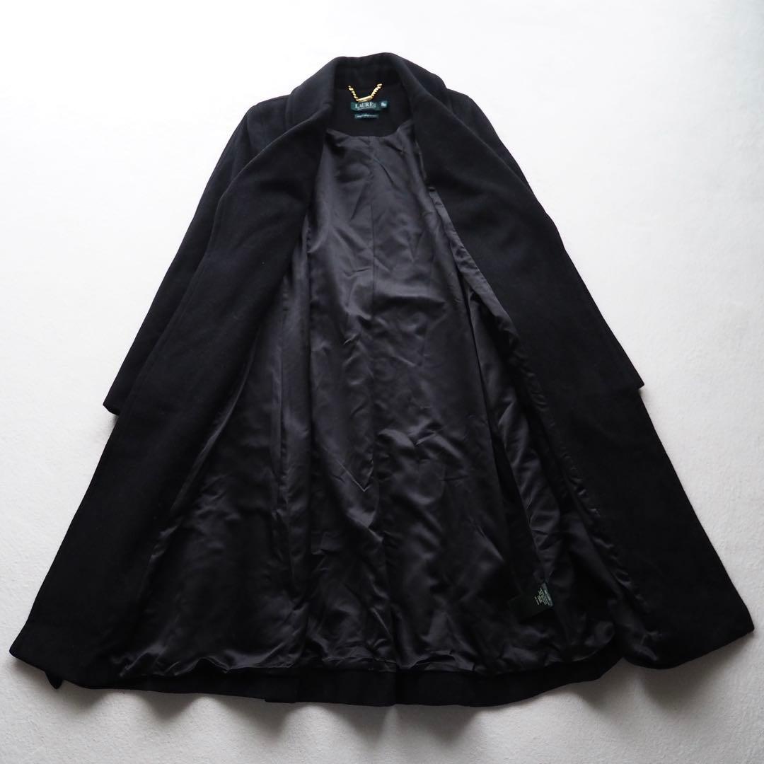 ローレン ラルフローレン イタリア生地 ウール カシミヤ ロングコート 黒