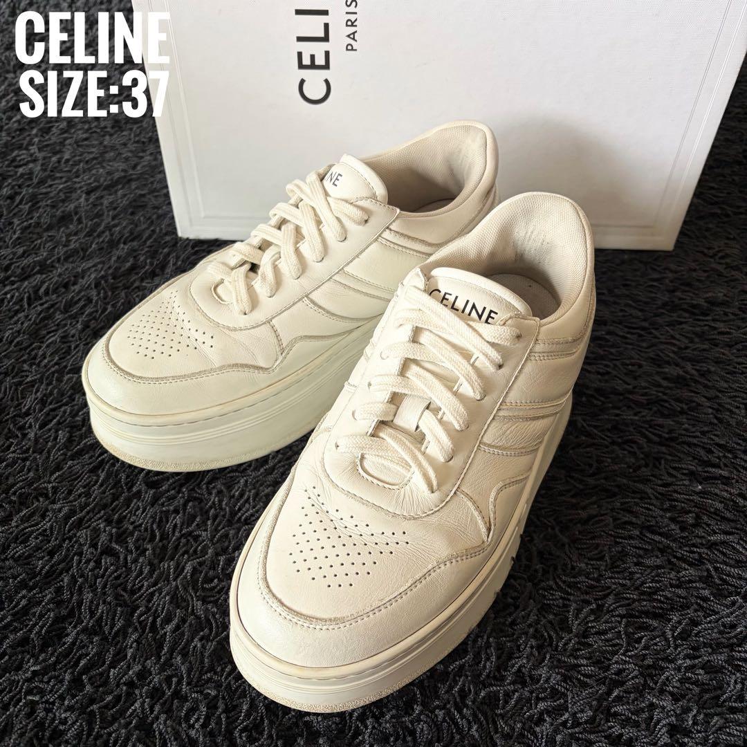 CELINE セリーヌ ブロックスニーカー 厚底 37 ホワイト