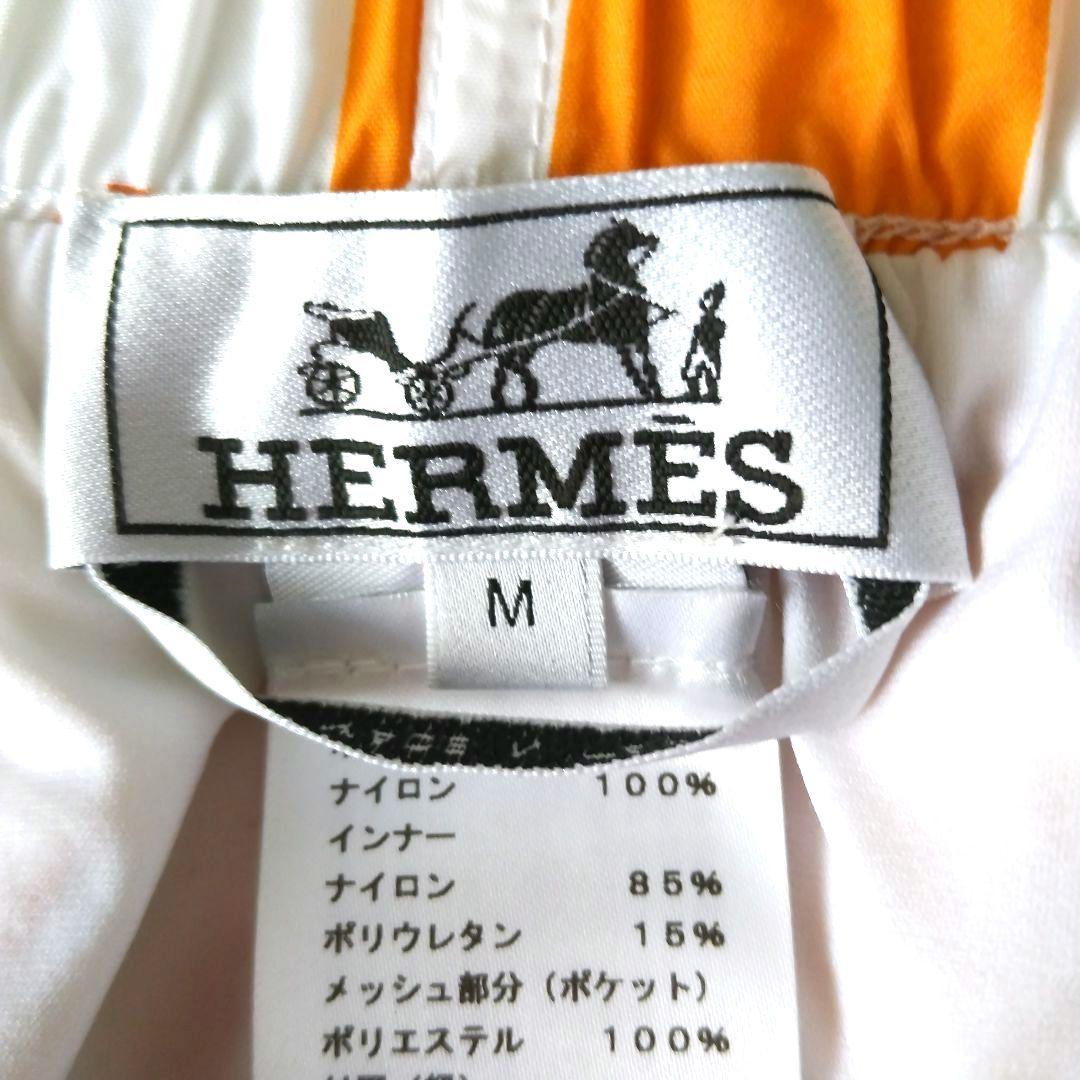 【エルメス】HERMES 幾何学模様 メンズスイムパンツ水着 Mサイズオレンジ