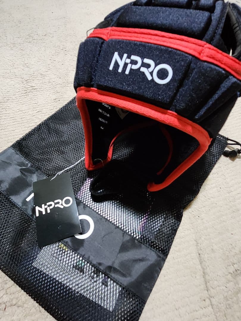 N-PRO 新品ヘッドギア　ヘッドキャップ 黒✕赤SizeM 新品未使用