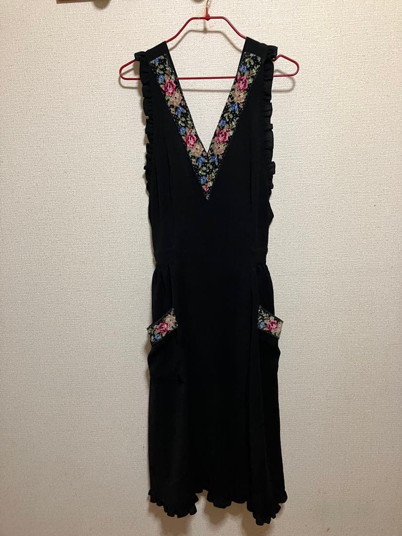 Lake Alster レイクアルスター バッククロスエプロン シュニール織 黒