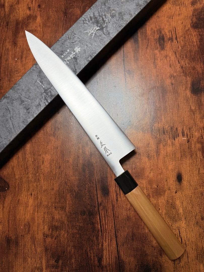 正本　和牛刀　包丁　玉白鋼(白紙2号鋼) 尺　水牛柄