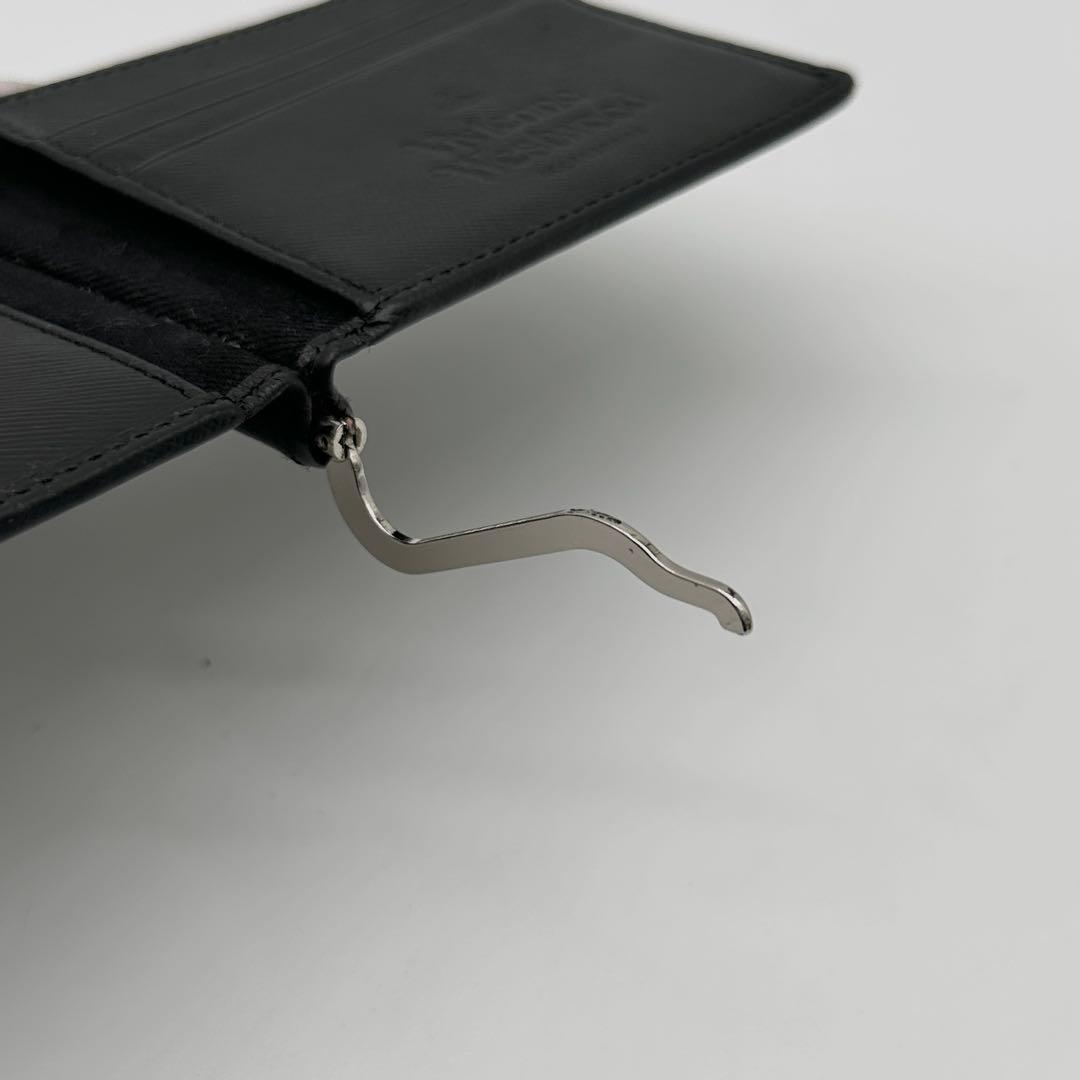 【極美品】 ヴィヴィアン レザー マネークリップ 二つ折り財布 サフィアーノ 黒