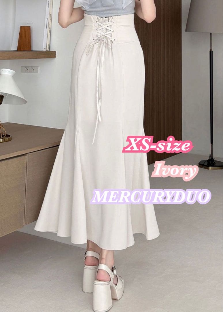 【美品】MERCURYDUO バックレースアップストレッチマーメイドスカートXS