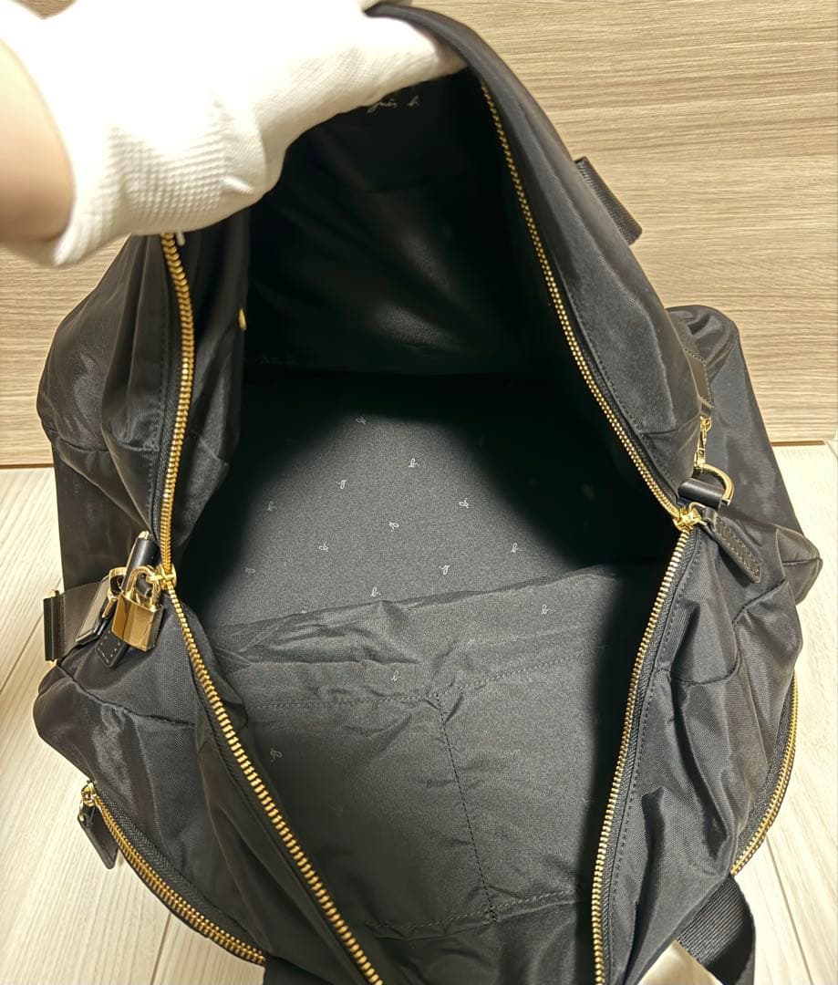 【美品】agnes b. アニエスベー 2way ボストンバッグ ナイロン 黒