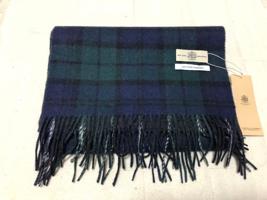 47新品J.PRESSリバーシブルカシミヤマフラーチェック×ストライプ20900