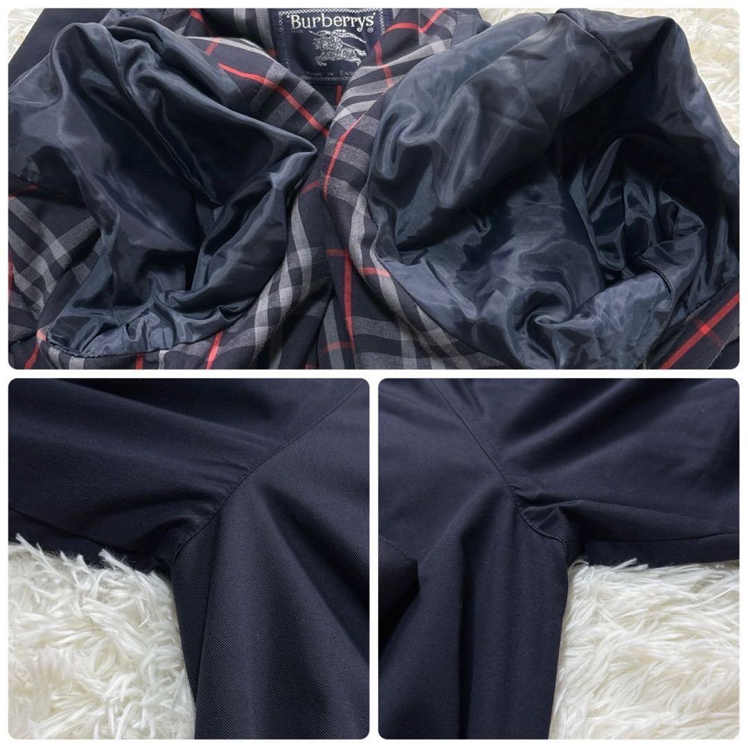 バーバリー トレンチコート マキシ丈 チェック ベルト ダブル ネイビー