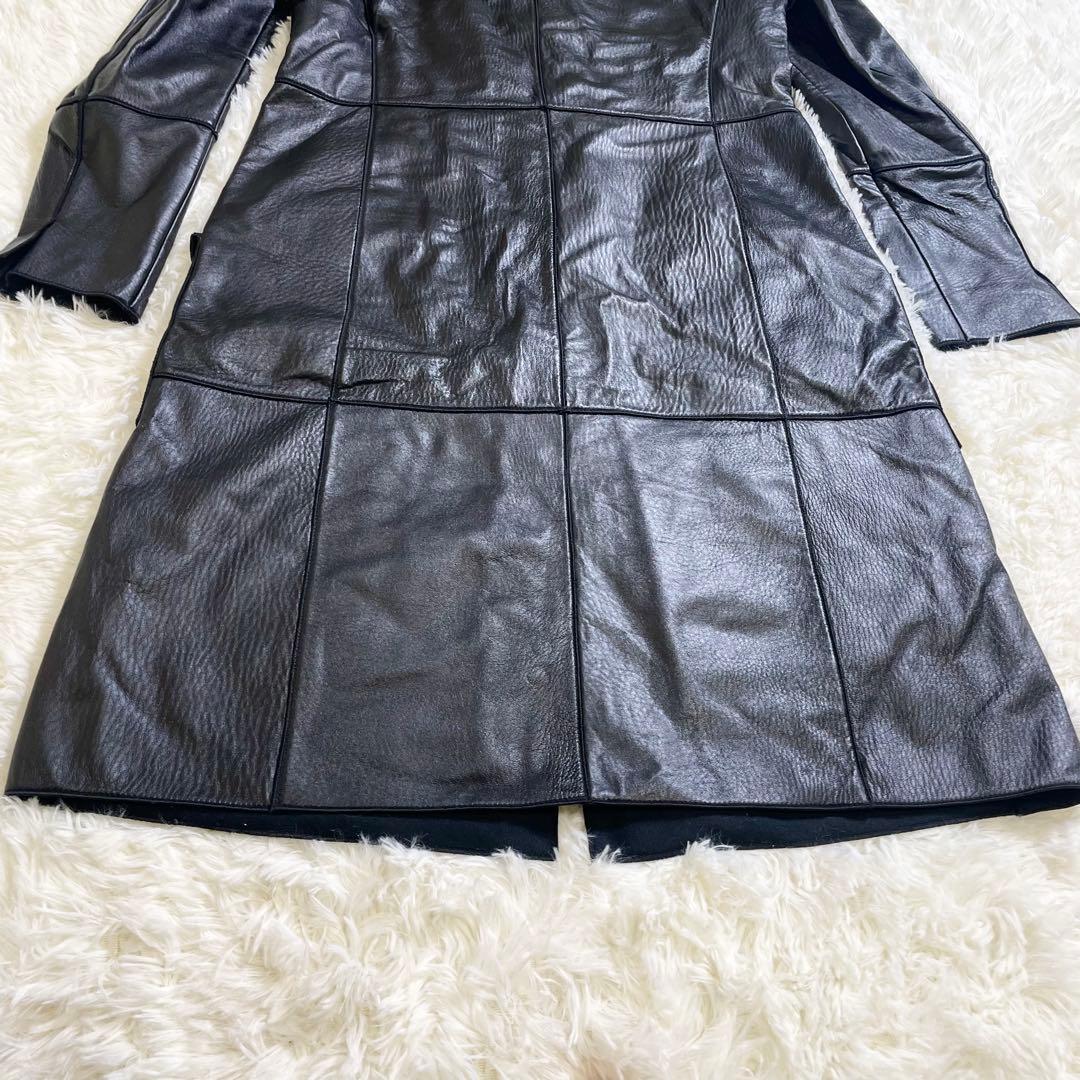 AKRIS アクリス　ラムレザー ロングコート ブラック Lサイズ