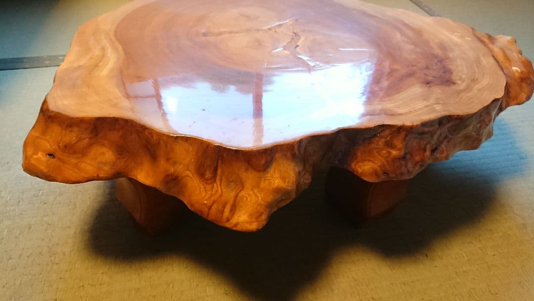 ケヤキ座卓 ② 一点物 光沢と木目が美しいちゃぶ台 床の間 盆栽飾り台 和室 @