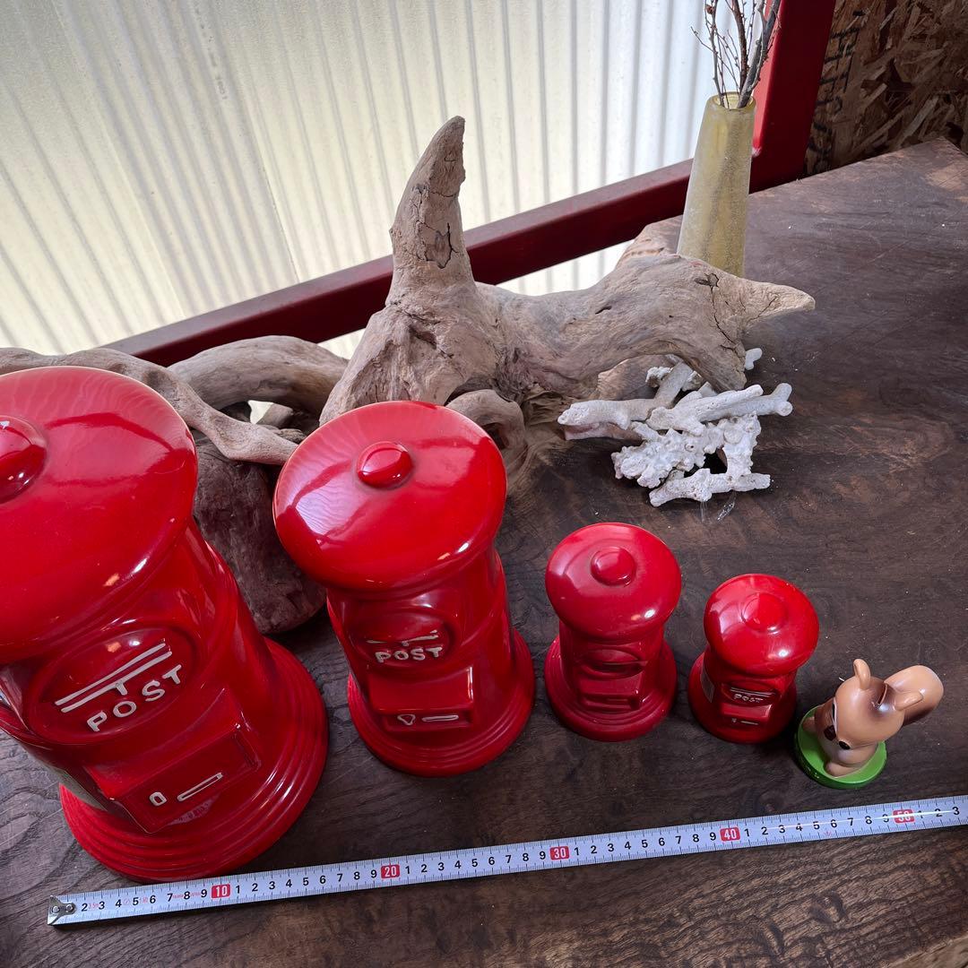 レトロ／郵便ポスト貯金箱／希少／特大・大・中・小【まとめ売り4点＋１】