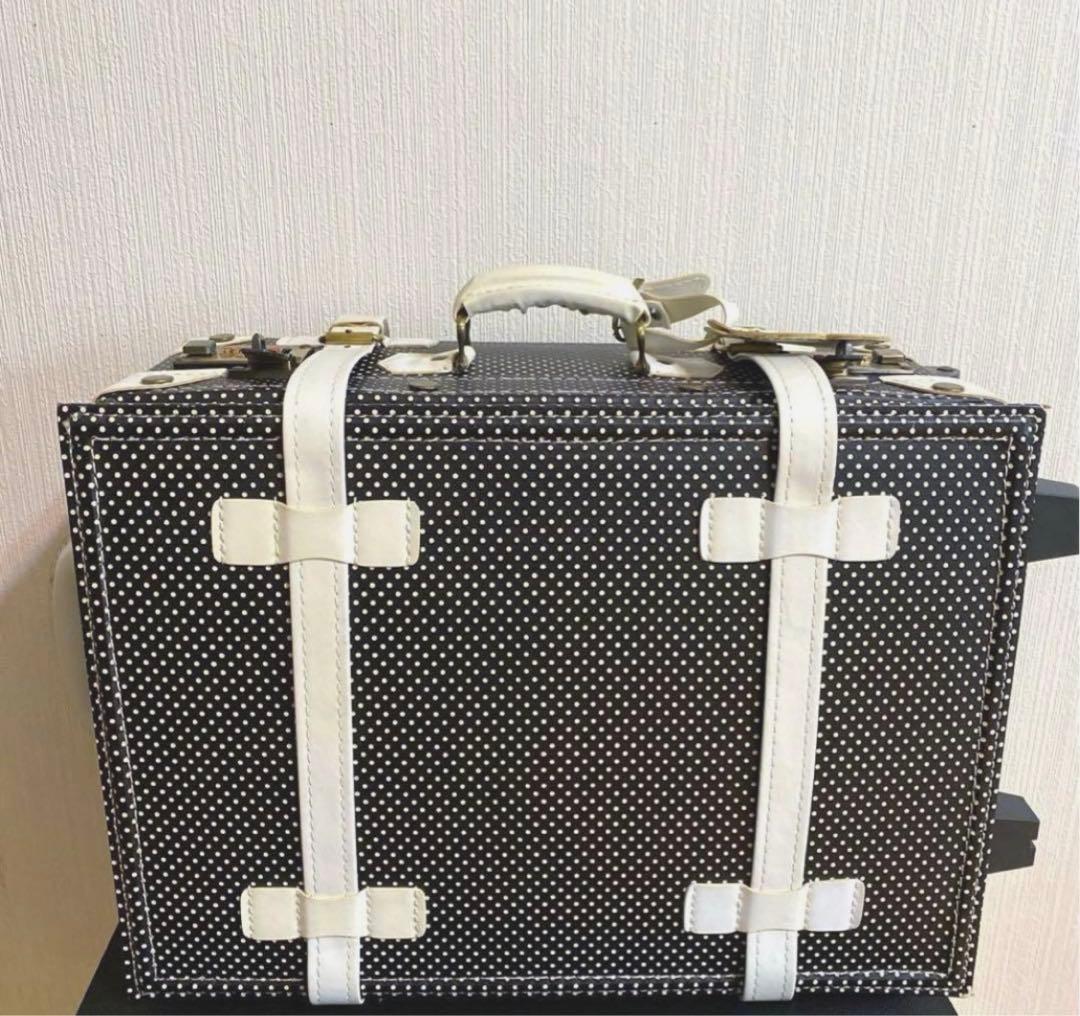 ゴスロリータメイドキャリーバッグ黒白ドットキャリーケース旅行バッグS機内持ち込み