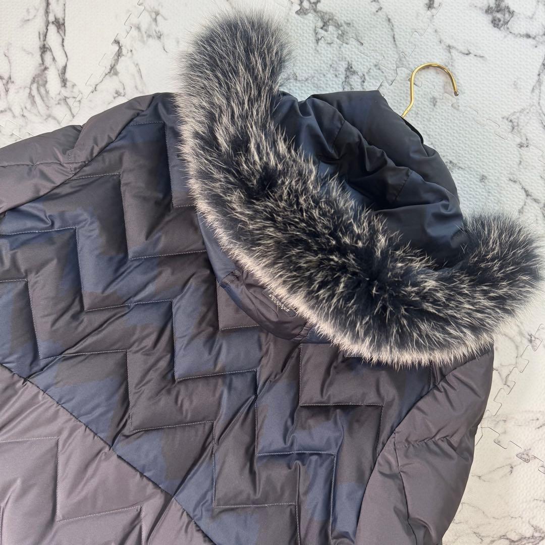 ジャンルイシェイル　ダウンコート　フォックスファー　キルティング　2way