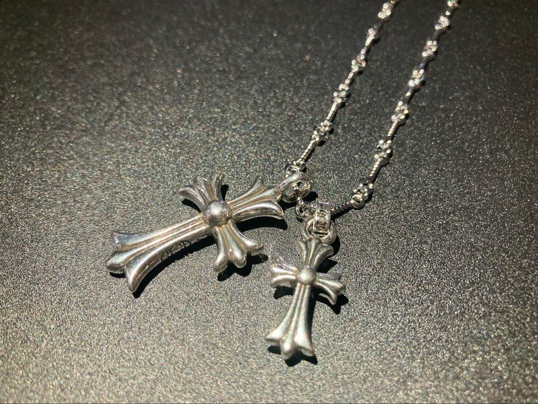 silver925 ダイヤ　ベビーファット　ダブルクロス　ネックレス　50㎝