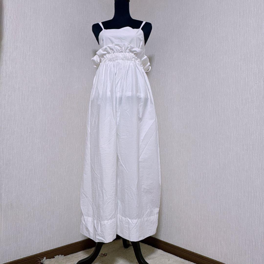 【美品】メゾンスペシャル　ボリュームバルーンロンパース　ホワイト　サロペット