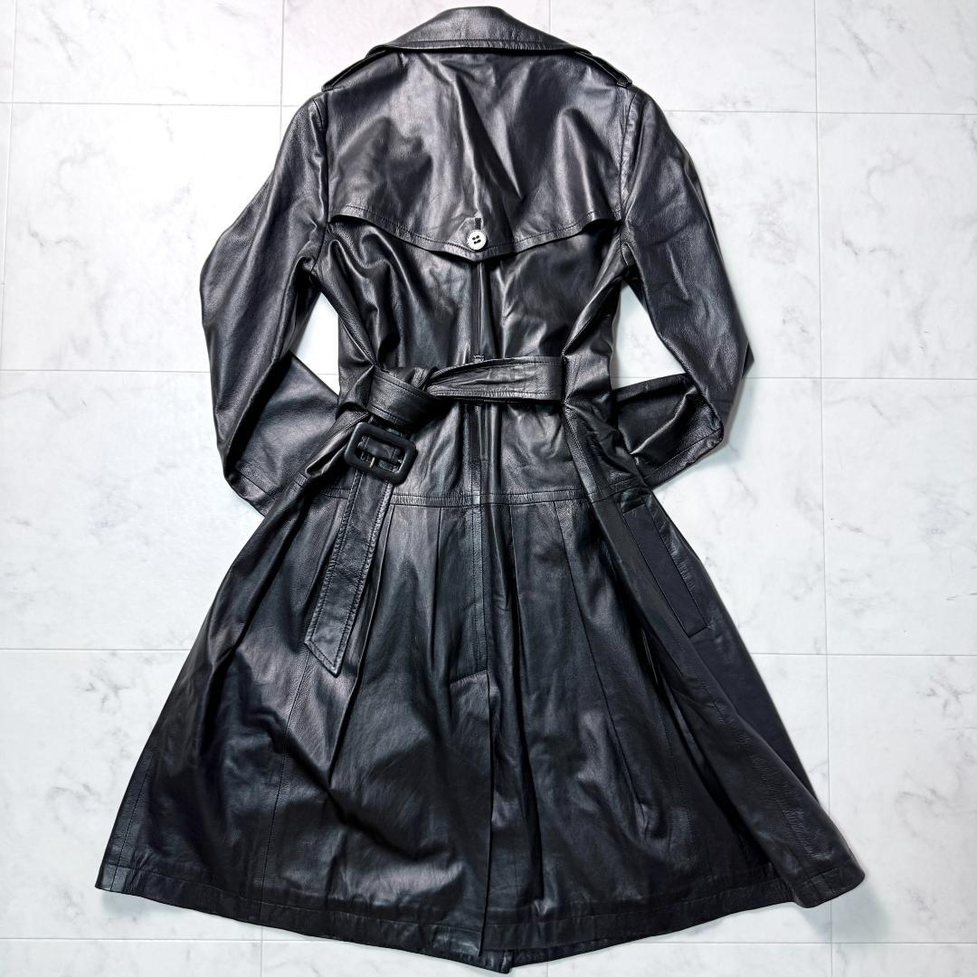 ✨希少✨セオリー ラムレザー100％ トレンチコート 軽量 ペプラム ブラック