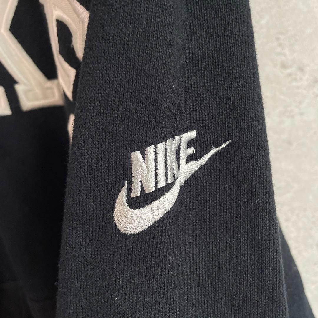 NIKE 銀タグ 90s スウェットパーカー 刺繍ロゴ ナイキ 黒色 ブラック