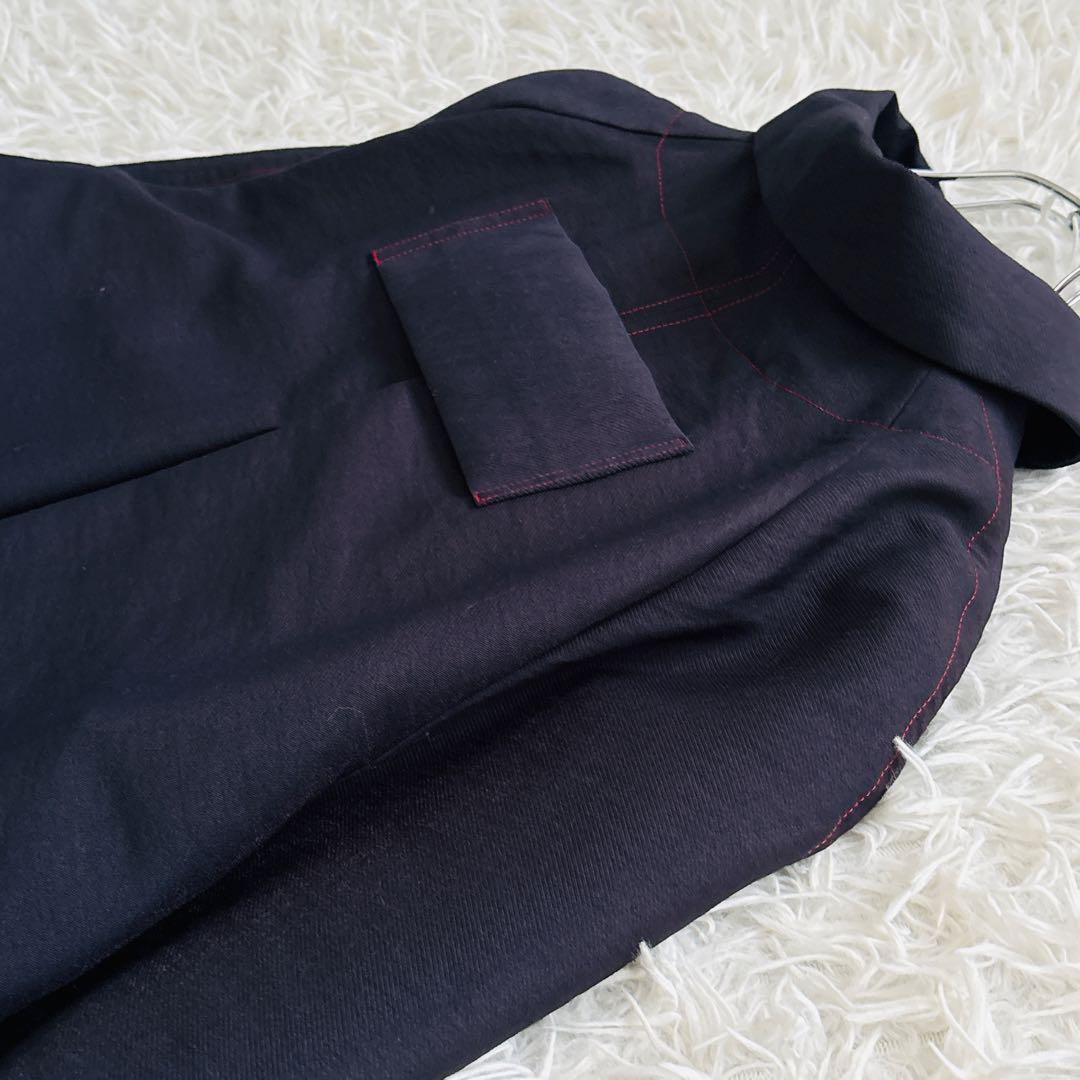 【MI.YA.CO】トレンチコート　レディース　ウエストリボン　濃紺　Fサイズ