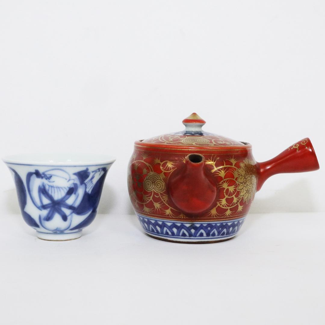 大日本永楽造 急須 湯呑み5客 セット 金彩 染付