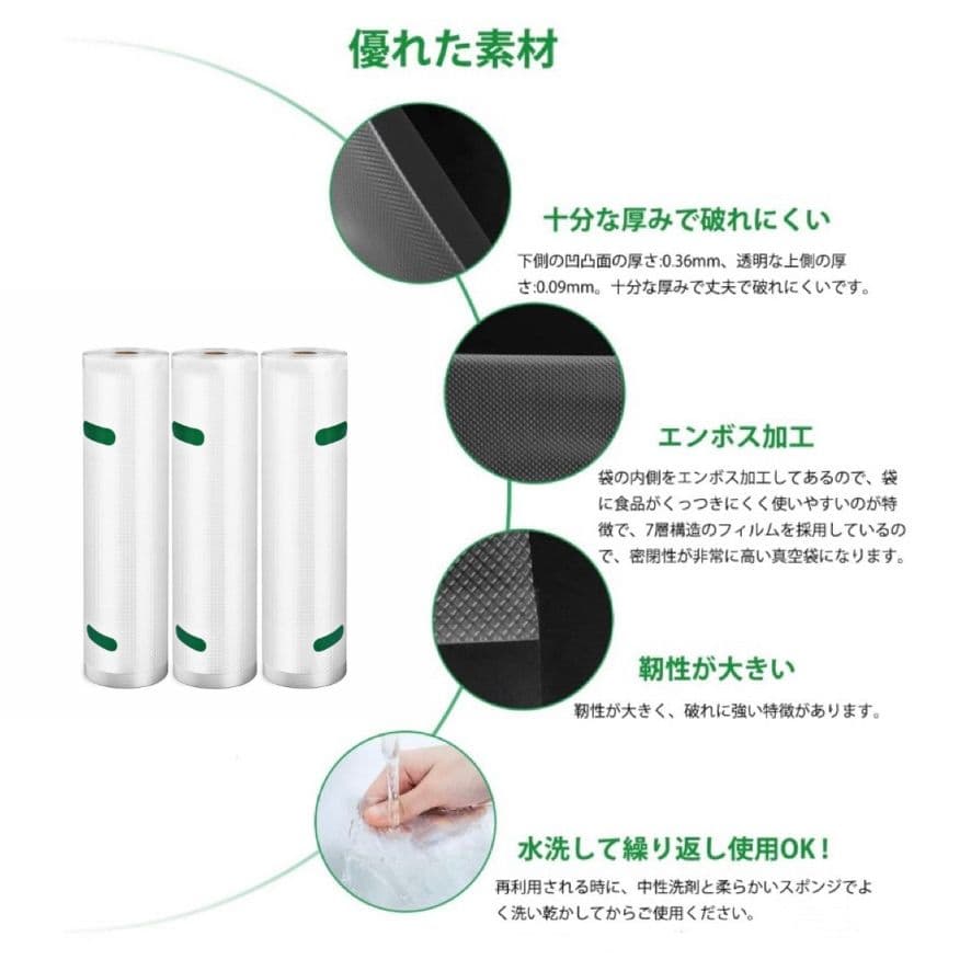 真空パックロール エンボス加工 真空パック機専用袋 28x500cm 21本