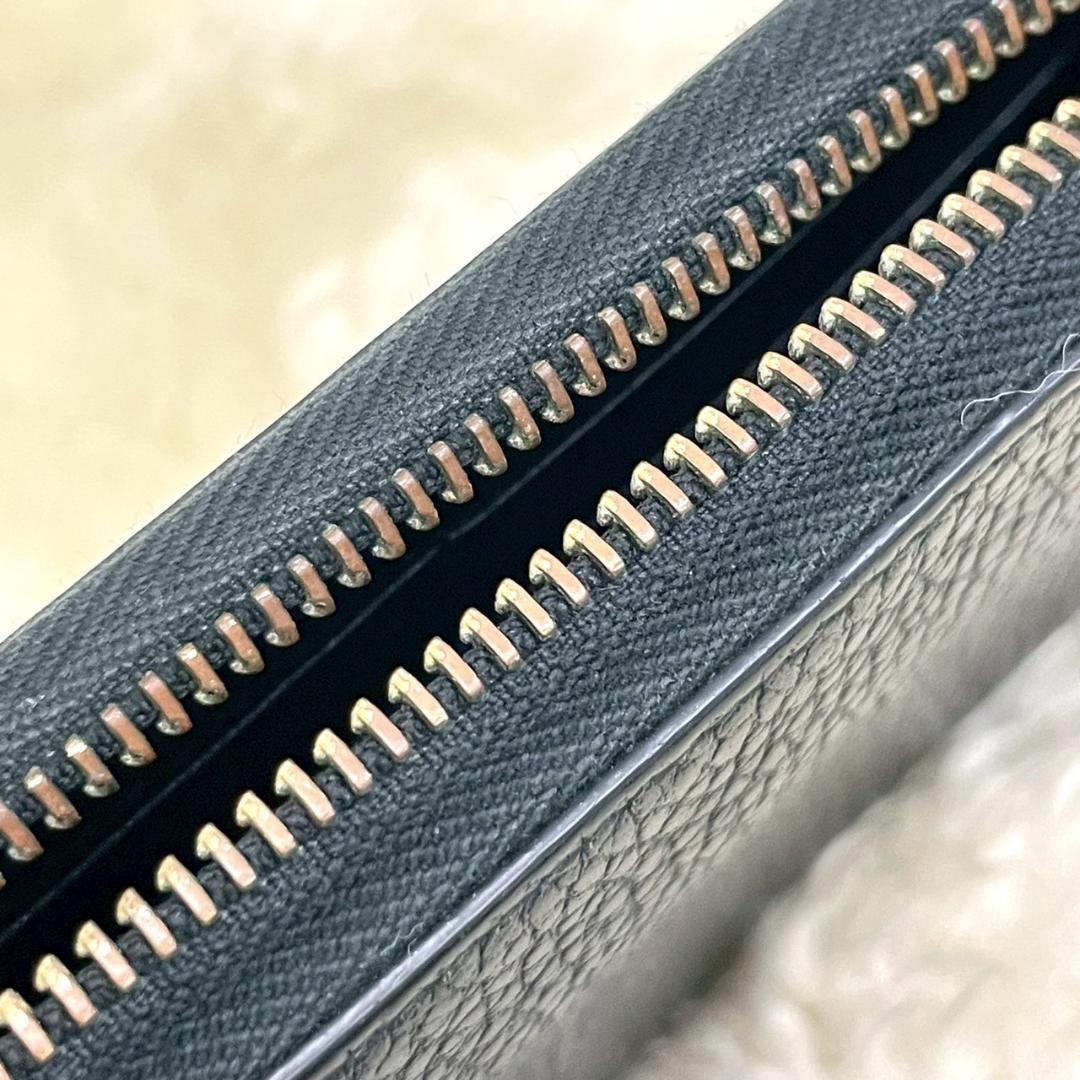 GUCCI　グッチ　インターロッキング　ラウンドファスナー　長財布　ブラック
