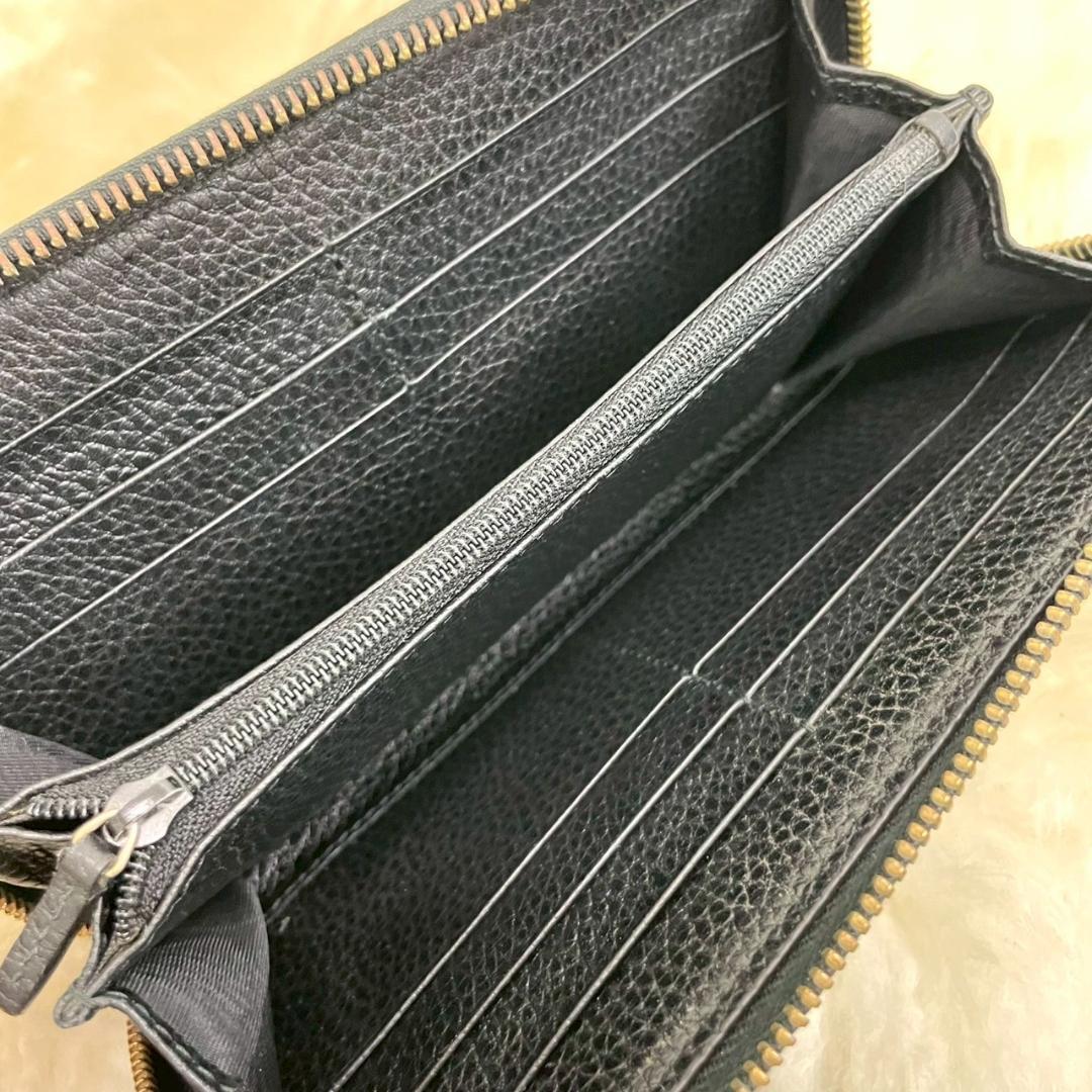 GUCCI　グッチ　インターロッキング　ラウンドファスナー　長財布　ブラック