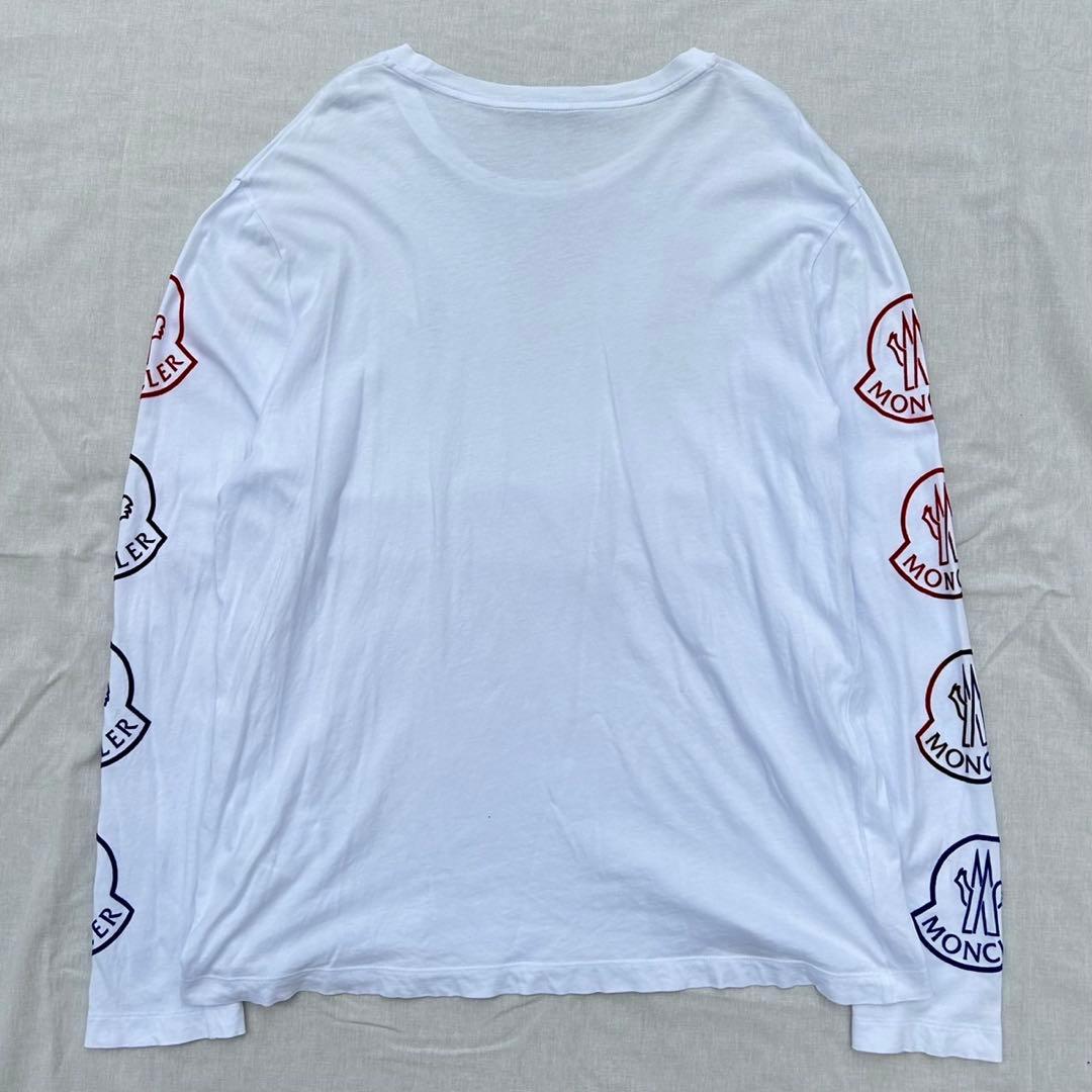 MONCLER モンクレール　フロッキーロゴ　ロンT 長袖　スリーブロゴ　白