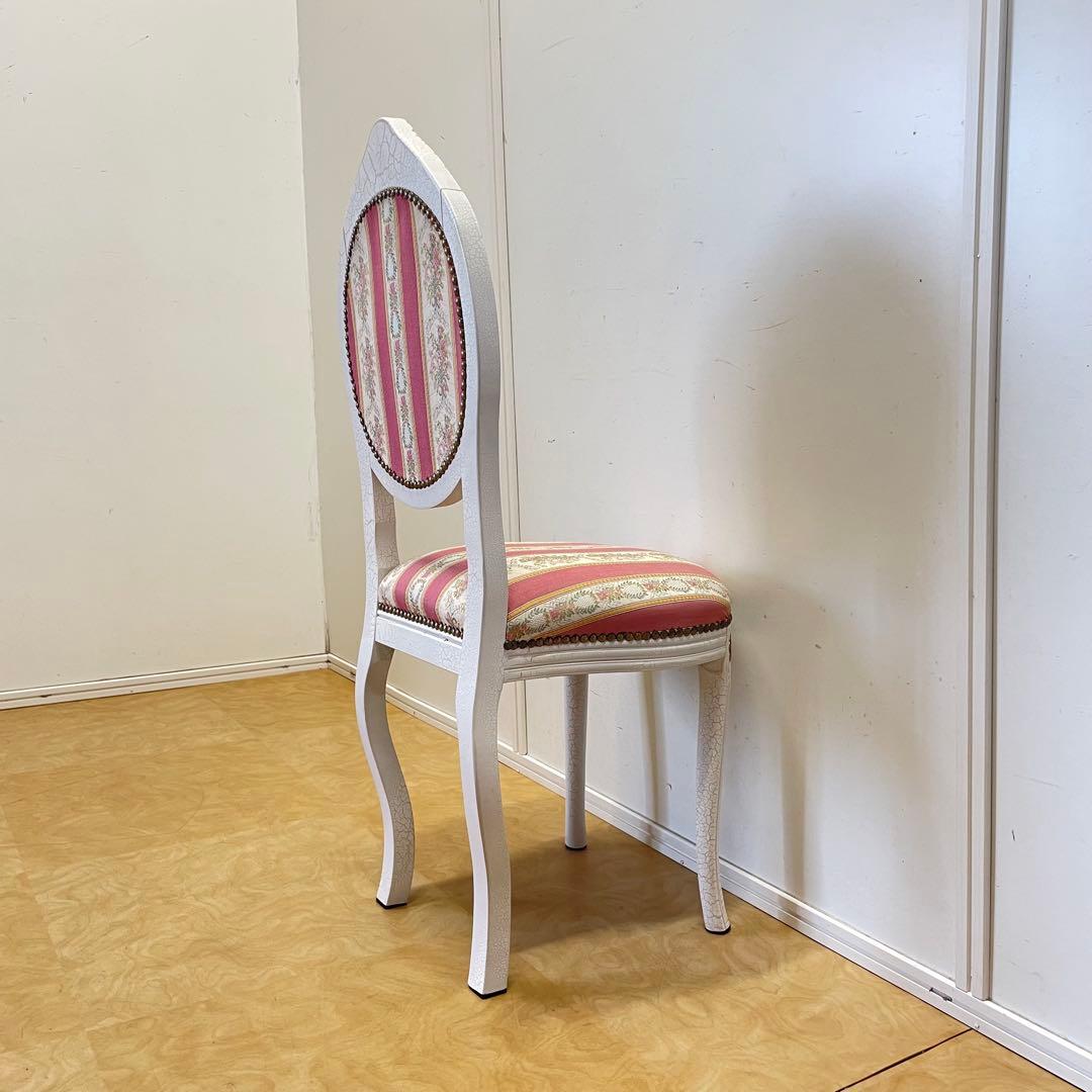 アンティーク調 チェア ロココ調 彫刻 鋲 白家具 椅子 イス 姫系 イタリア