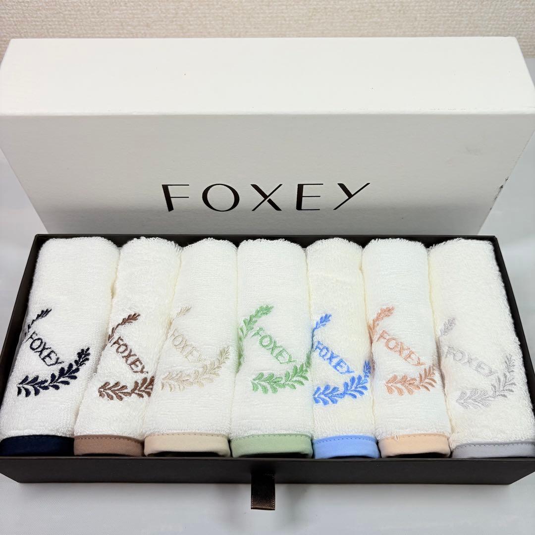 FOXEY フォクシー ハンドタオル 7枚セット ロゴ刺繍 コットン ギフト