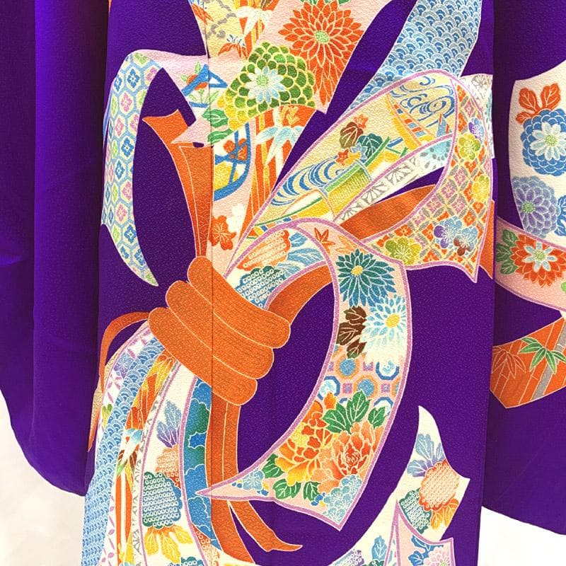 510aj11■ハーフ成人式 卒業式 女児 着物&袋帯&長襦袢 束ね熨斗■美品