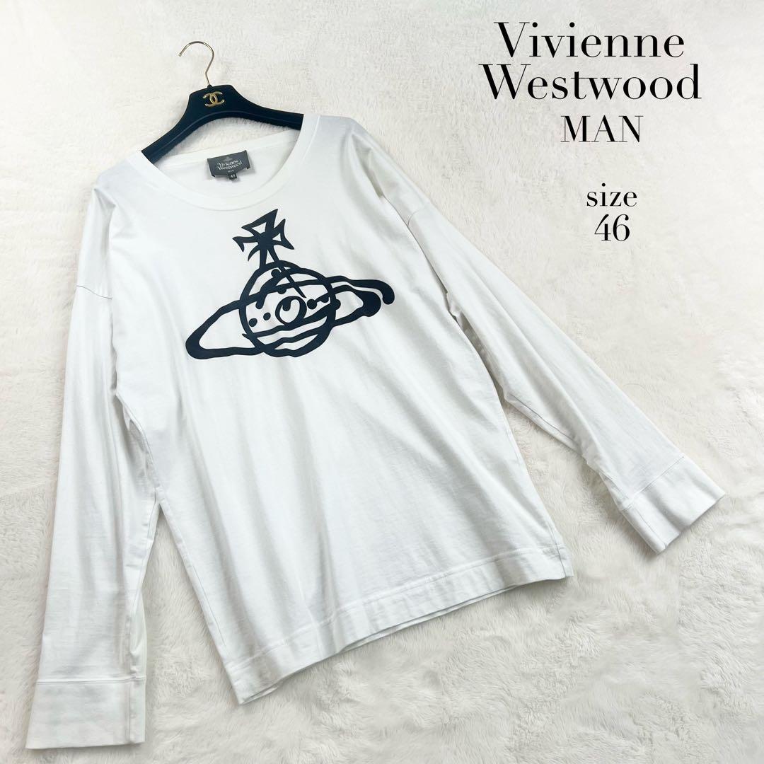 【ヴィヴィアンウエストウッドマン】フロントオーブロゴ長袖カットソー☆コットン☆M