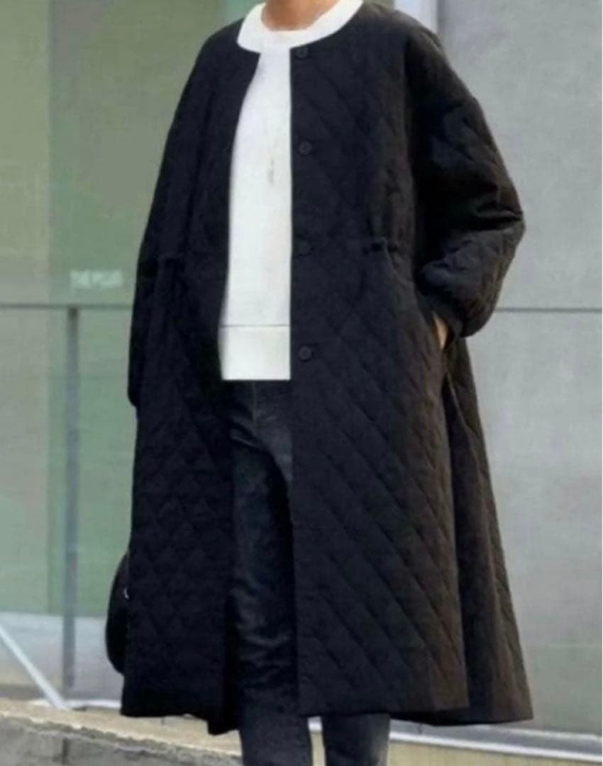 BEARDSLEY ビアズリー キルティングフレアコート ブラック