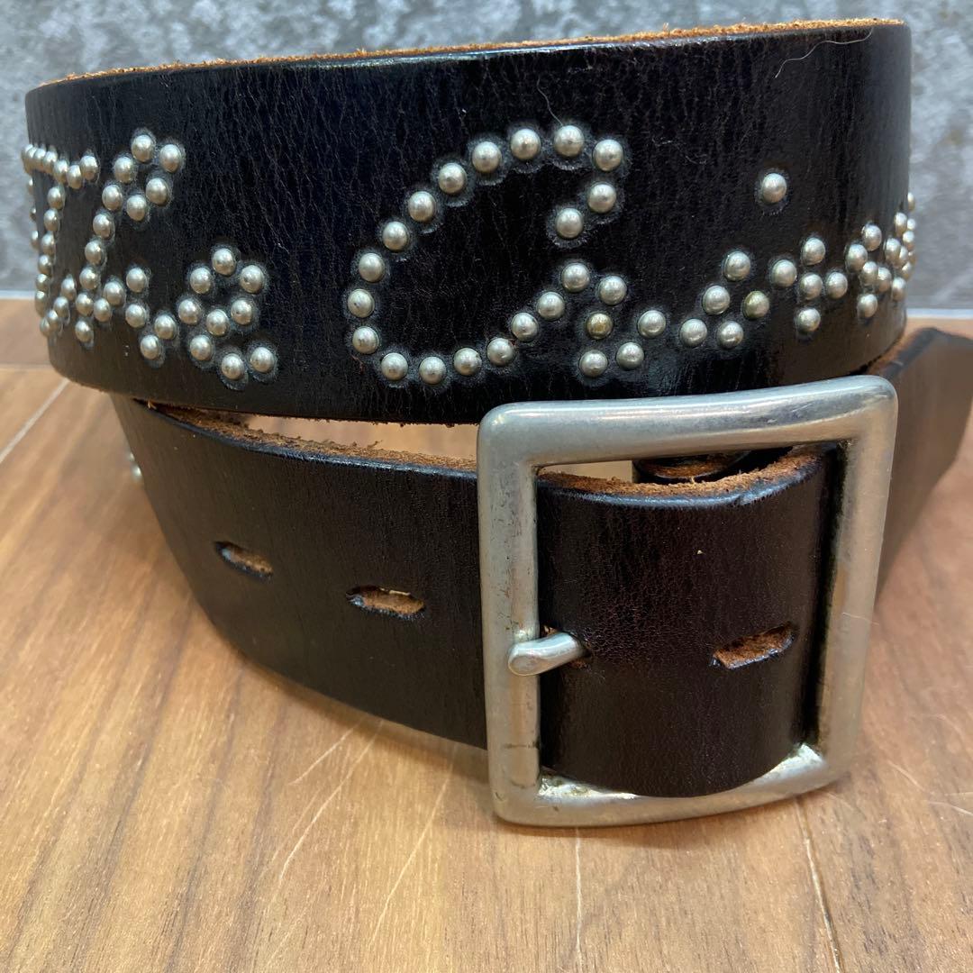 CRIMIE別注 HTCレザースタッズベルト レッドストーン 34inch