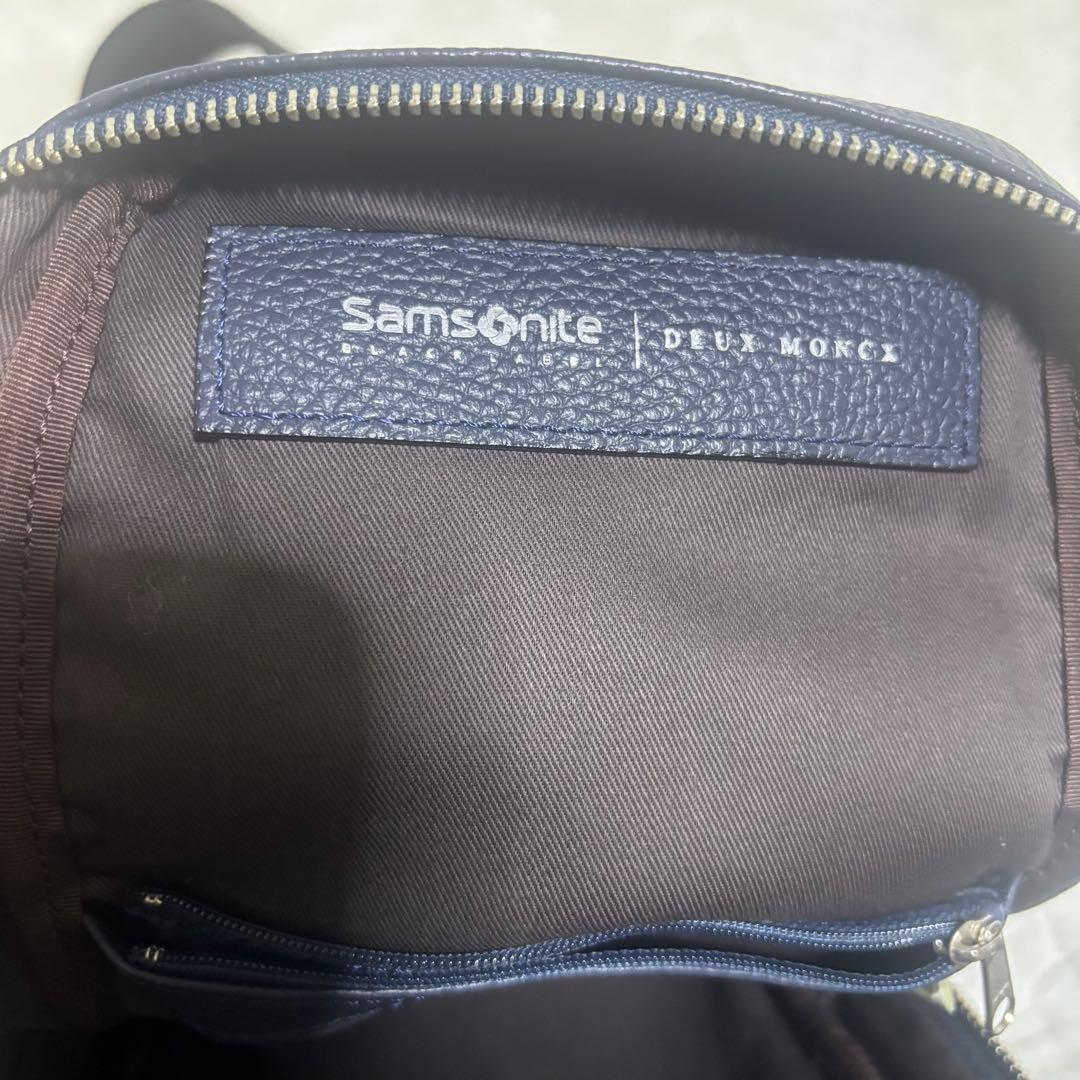 【現行 未使用級】サムソナイト ホクストン ボディバッグ　ネイビー　レザー