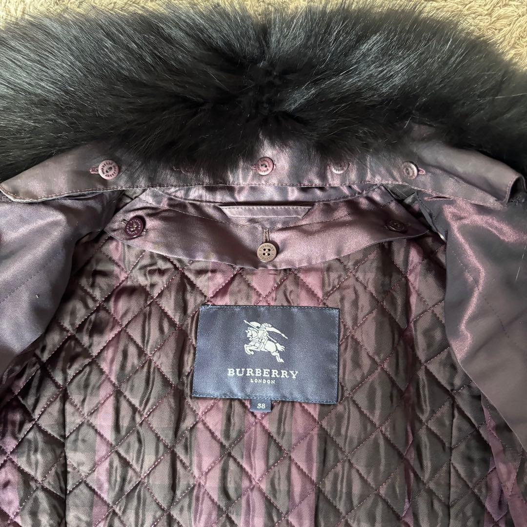 【美品✨】希少！バーバリーロンドン　ロングコート　ファー　キルティング　パープル