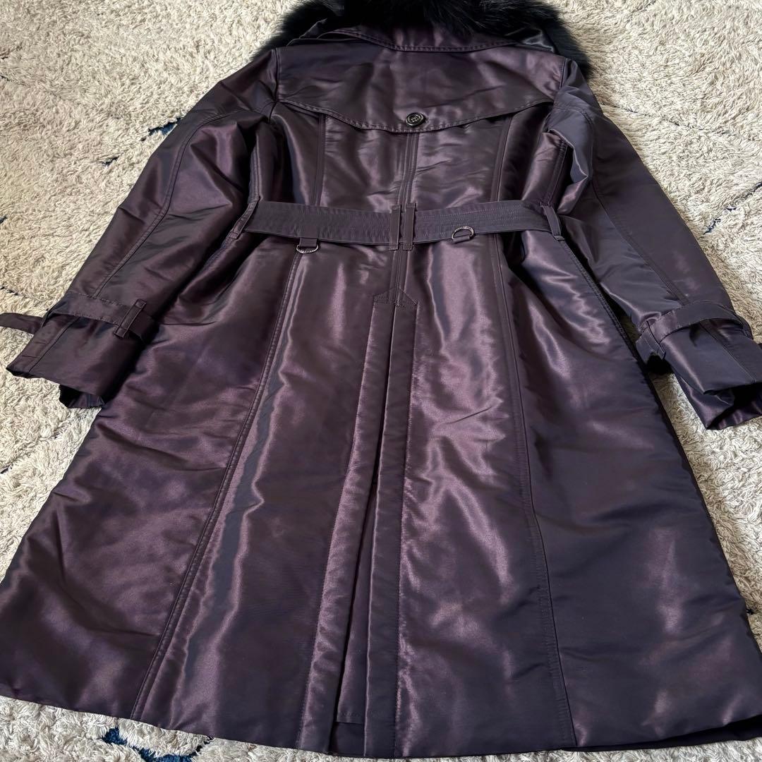 【美品✨】希少！バーバリーロンドン　ロングコート　ファー　キルティング　パープル