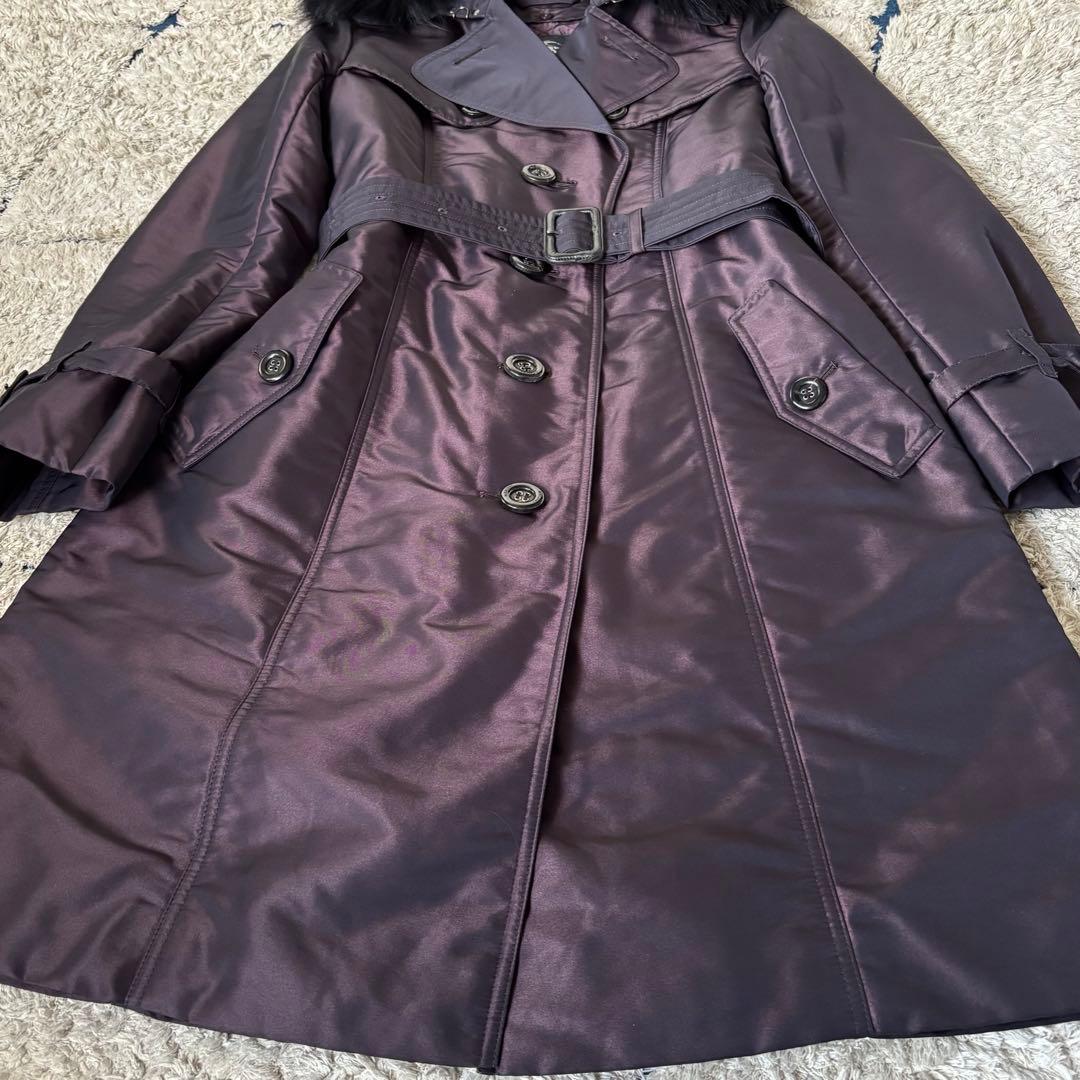 【美品✨】希少！バーバリーロンドン　ロングコート　ファー　キルティング　パープル