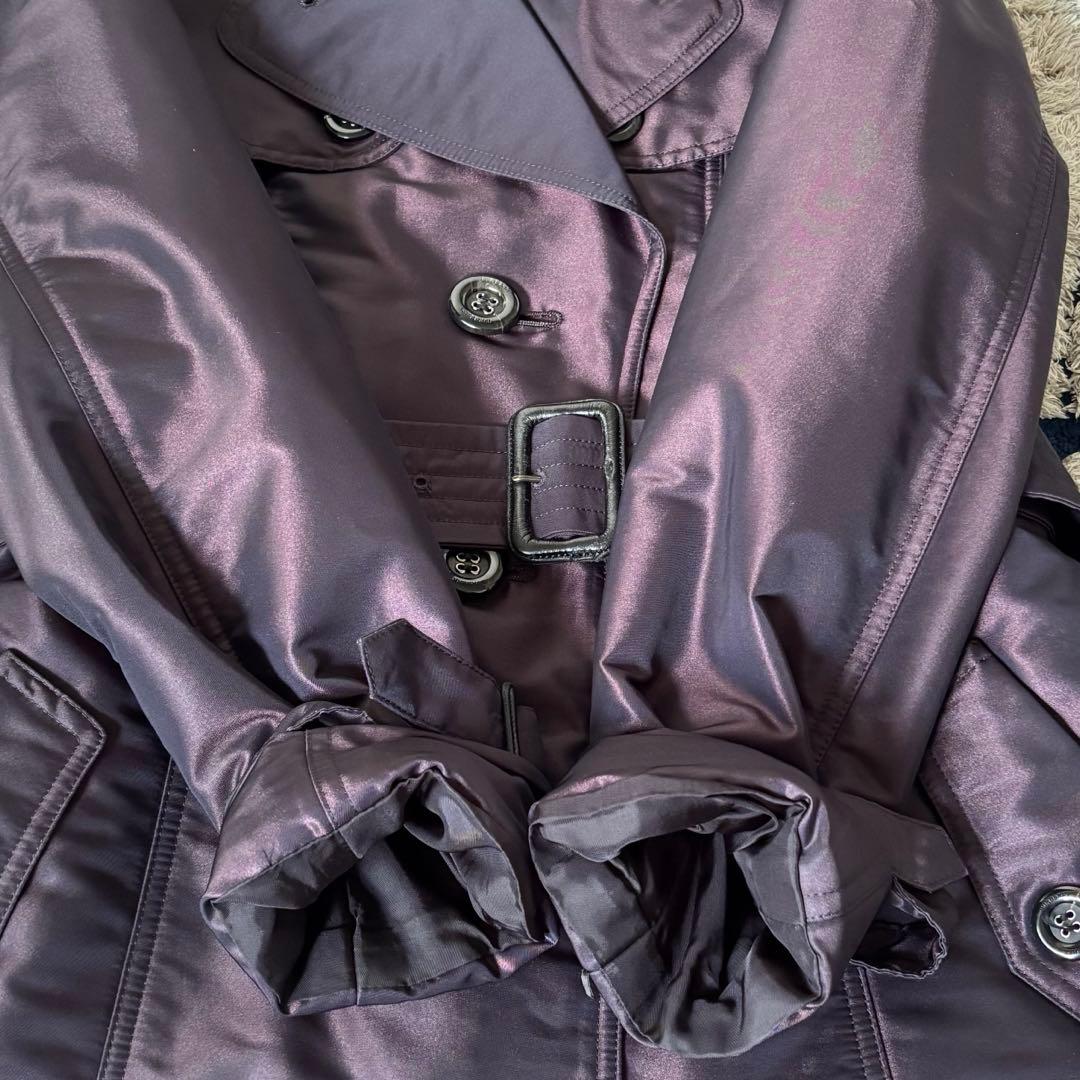 【美品✨】希少！バーバリーロンドン　ロングコート　ファー　キルティング　パープル