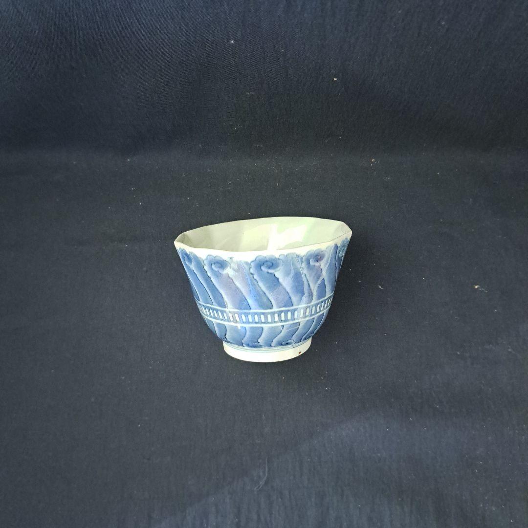 「不思議デザインな古伊万里(直径9.5cm)」 染付向付4客セット 骨董アンティ