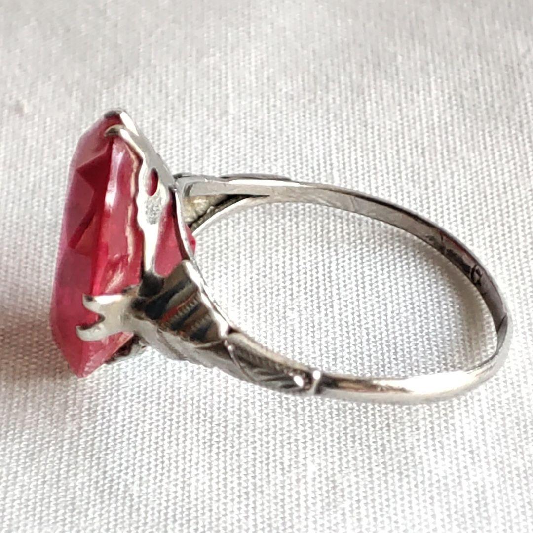 ルビー　アンティーク　ヴィンテージ　オーバルカット　ビンテージリング