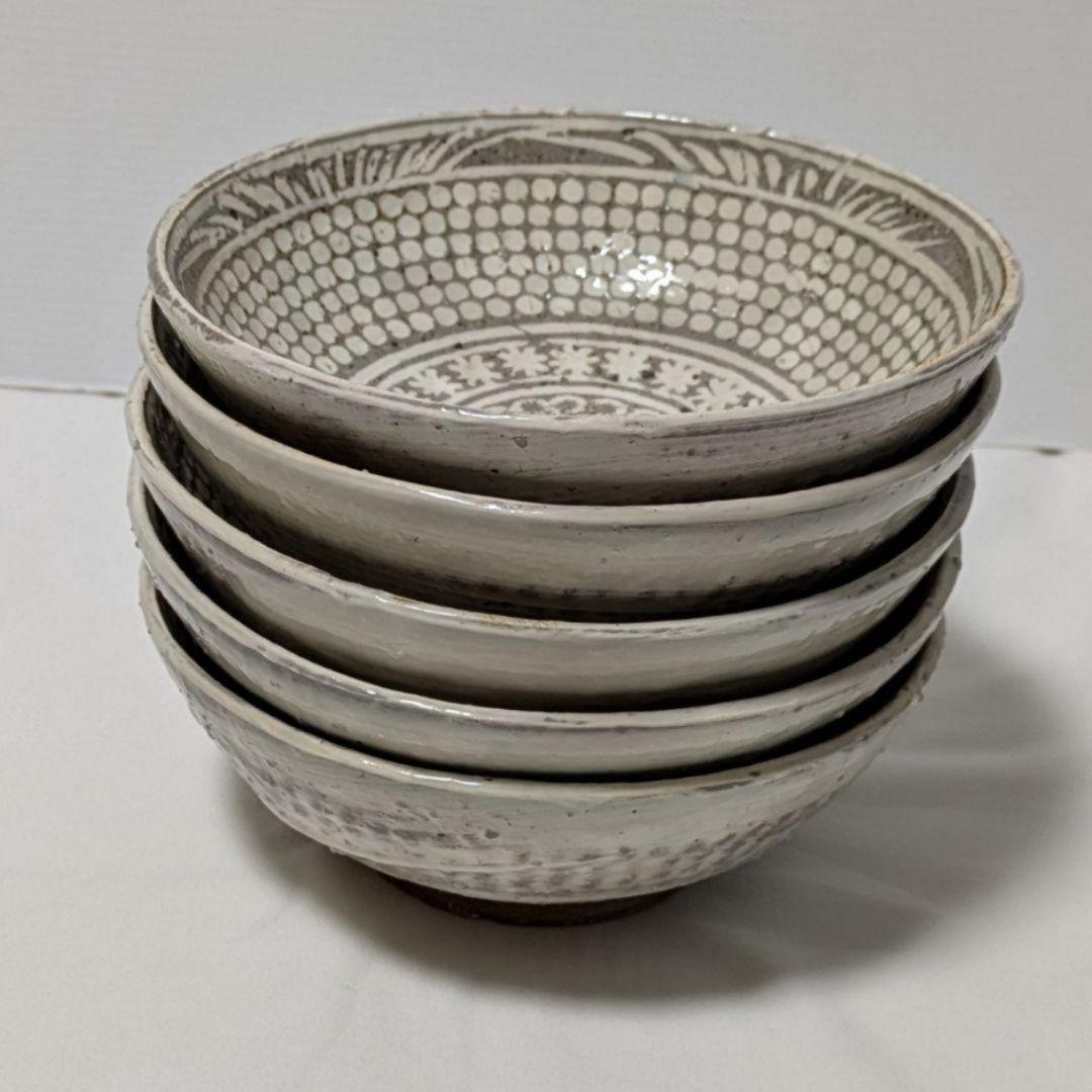 骨董 陶器 中鉢 5個セット 箱有り 花柄 銘々皿