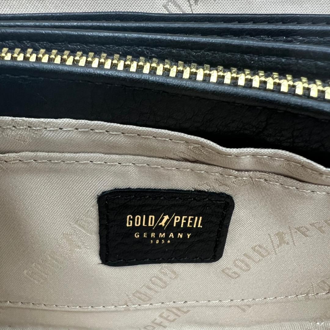 未使用ゴールドファイル☆ジッピーロングウォレット 長財布 型押しレザー 本革 黒