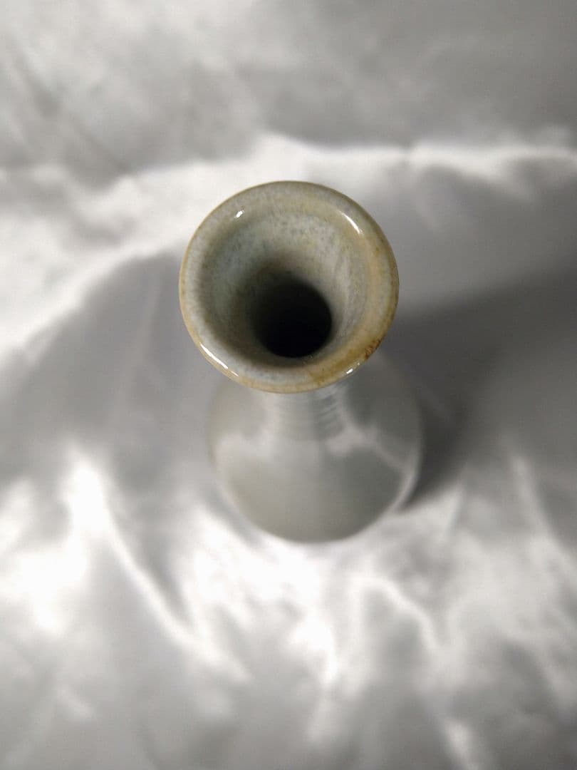 十二代田原陶兵衛 萩焼 深川窯 白磁 鶴首 花入 花器 美品