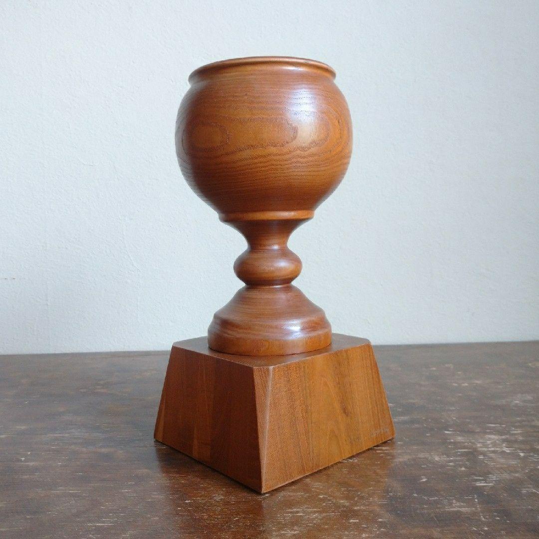 木製 球形花器 四角形台座付き