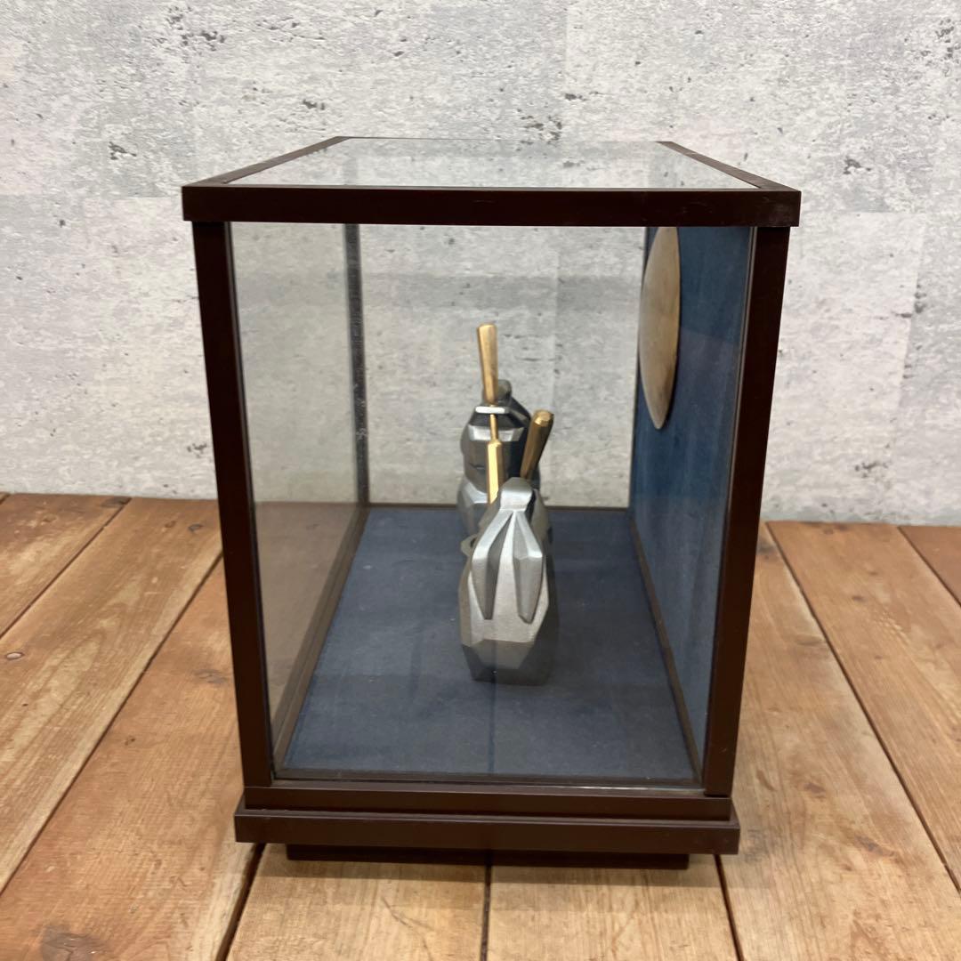 昭和レトロ 餅つきウサギ 兎 お月見 十五夜 満月 ショーケース入り 置物 飾り