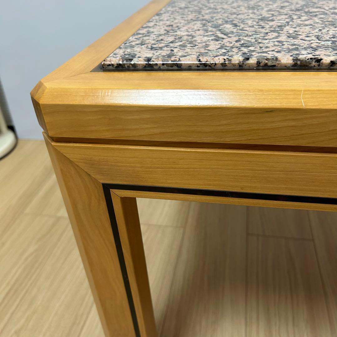 高級　御影石　ローテーブル サイドテーブル　スクエア　正方形　木製　北欧