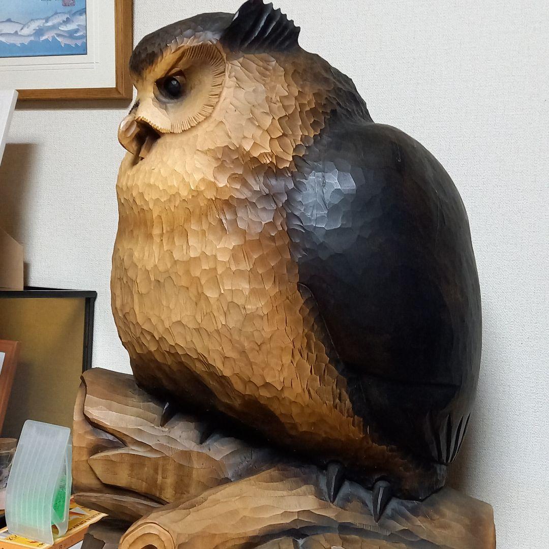 シマフクロウ木彫り